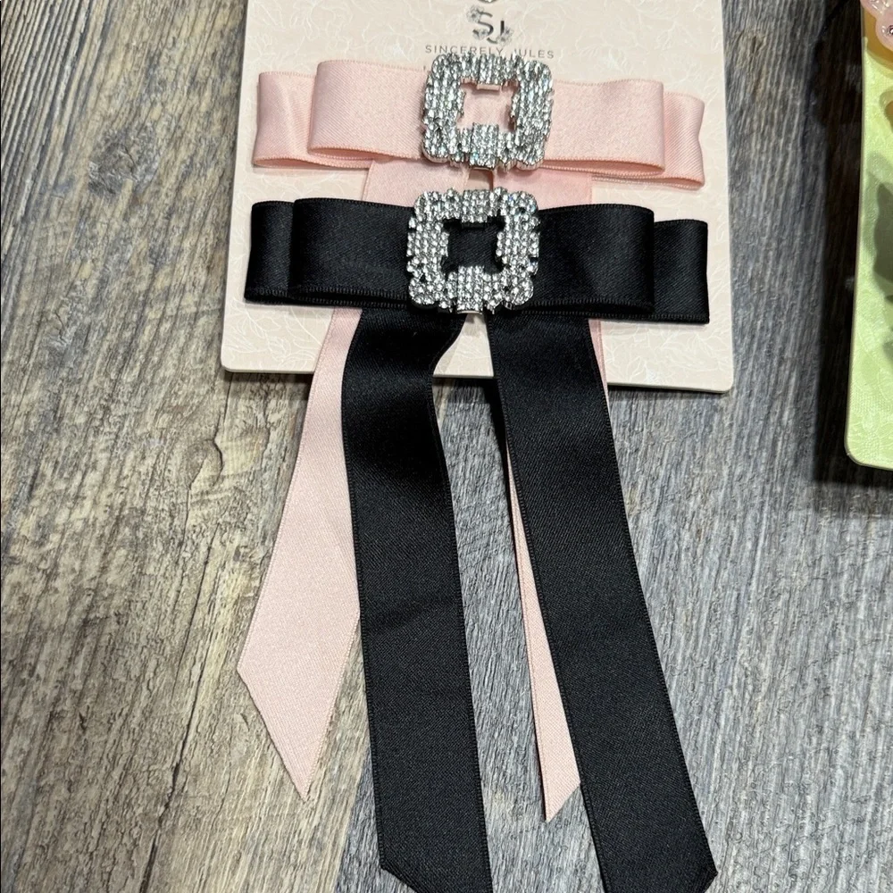 Sincerly Jules Butterfly Clips and Ribbon Set - Pink, Blue, Yellow, Black